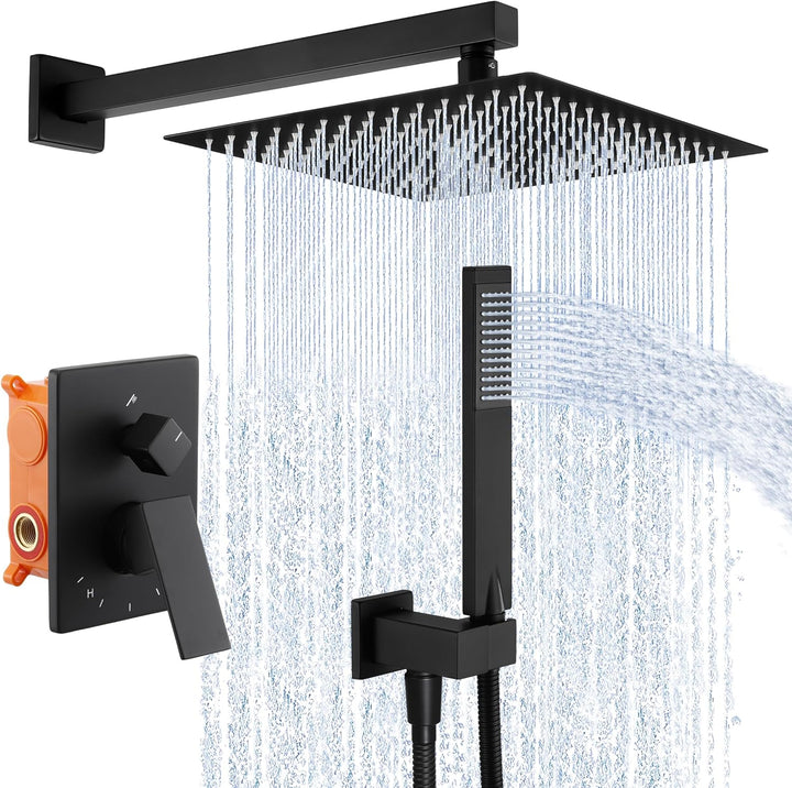 KES Duschset Duschkopf Regendusche Handbrause mit Duschkopfhalterung Duschschlauch Ventilkörper Dusc
