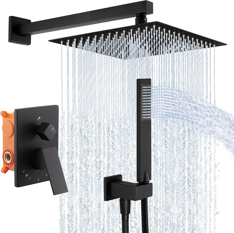 KES Duschset Duschkopf Regendusche Handbrause mit Duschkopfhalterung Duschschlauch Ventilkörper Dusc