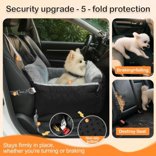 3-in-1 Hundesitz fürs Auto &amp; Reisebett für kleine Hunde – Tragbarer Autositz mit erweiterbarer Liege