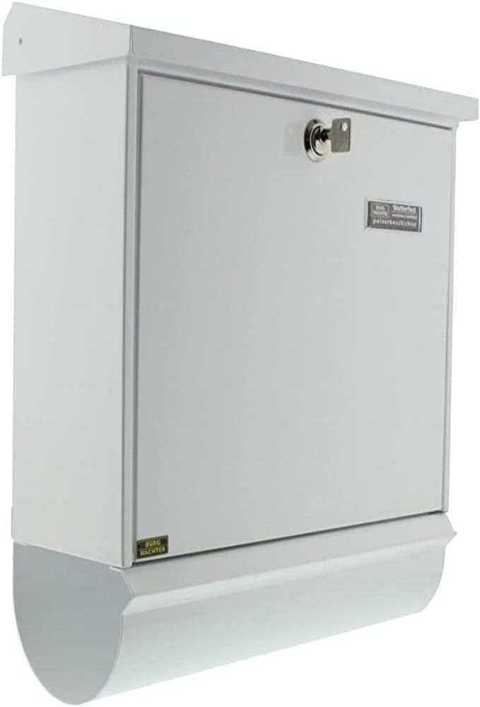 Burg Wächter 32670 Comfort-Set 91300 W Briefkasten Stahlblech Weiss Schlüsselschloss, Weiss, Integri