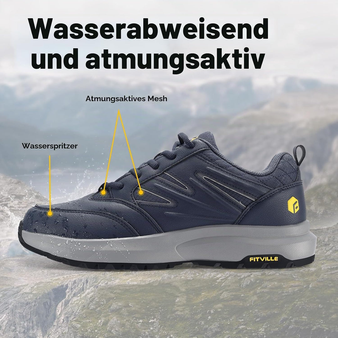 FitVille Extra Weit Wanderschuhe Herren Wasserdicht Wanderhalbschuhe rutschfest Trekkingschuhe für A