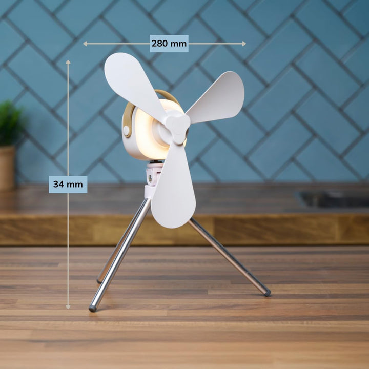 Tischventilator Ventilator USB-C Wiederaufladbar - Leiser Ventilator mit Nachtlicht und Fernbedienun