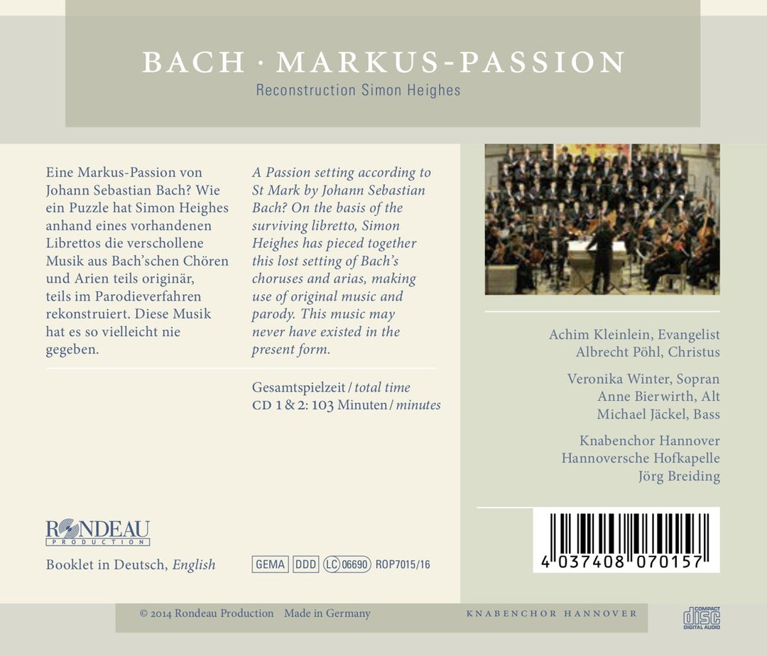 Markus-Passion, Audio-CD
