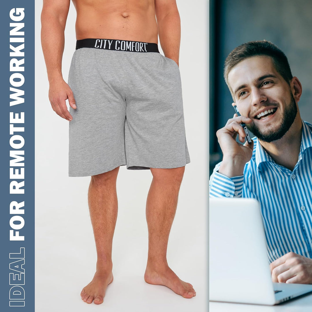 CityComfort Pyjama Shorts Herren, Kurze Schlafanzughose Herren mit Seitentaschen & Elastischem Bund
