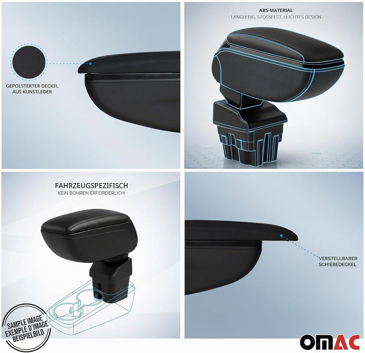 Mittelarmlehne Armlehne kompatibel mit Hyundai i20 2 GB 2014-2020 Mittelkonsole Schwarz 1x