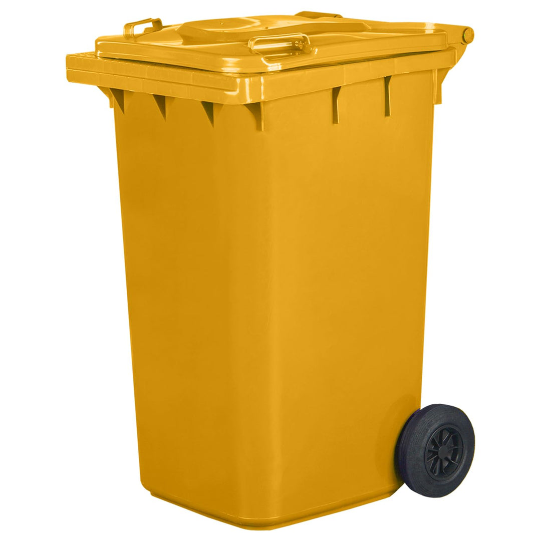 Jestic Mülltonne 240 Liter gelb mit Gummirädern, für Mülltrennung, Recycling innen aussen, EN840, ge