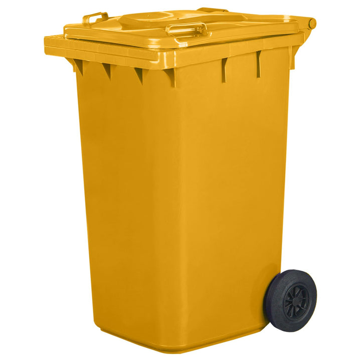 Jestic Mülltonne 240 Liter gelb mit Gummirädern, für Mülltrennung, Recycling innen aussen, EN840, ge