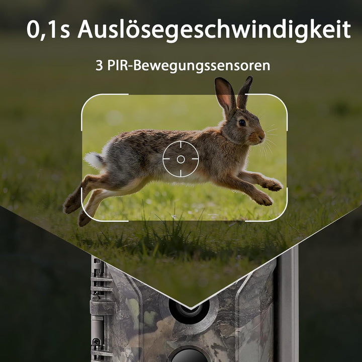 P300 Pro Wildkamera Doppelantenne WLAN 64MP H.264 1296P Video, mit 7800mAh wiederaufladbarem Akku un