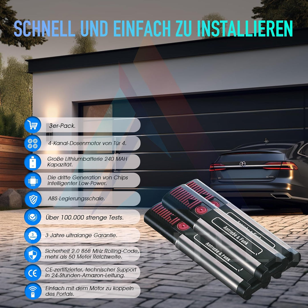 3 x 4020 TX03-868-4, 4-Kanal 868MHz Transmitter Handbuch, Top Originalqualität. 100% kompatibel mit
