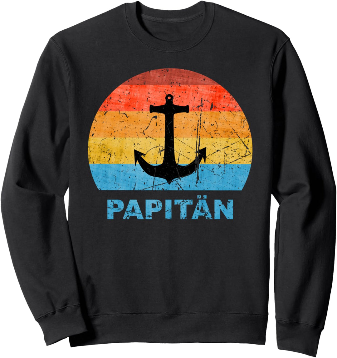LUSTIGER PAPITÄN KAPITÄN, RETRO PAPA FUN FÜR PAPA MIT BOOT Sweatshirt