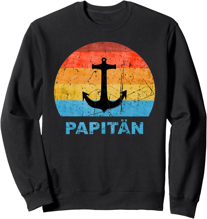 LUSTIGER PAPITÄN KAPITÄN, RETRO PAPA FUN FÜR PAPA MIT BOOT Sweatshirt