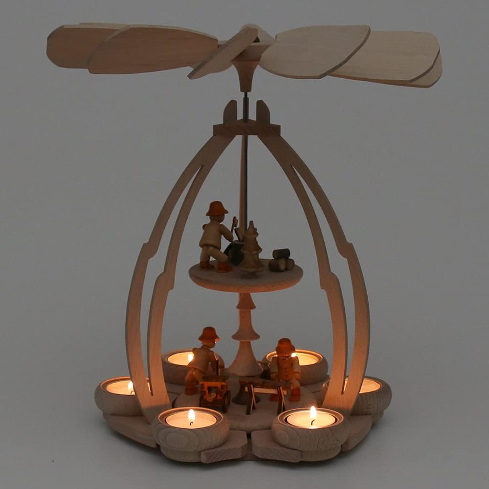 Dekohelden24 Hochwertige Tischpyramide mit Waldarbeiter, höhe ca. 35 cm, Waldarbeiter