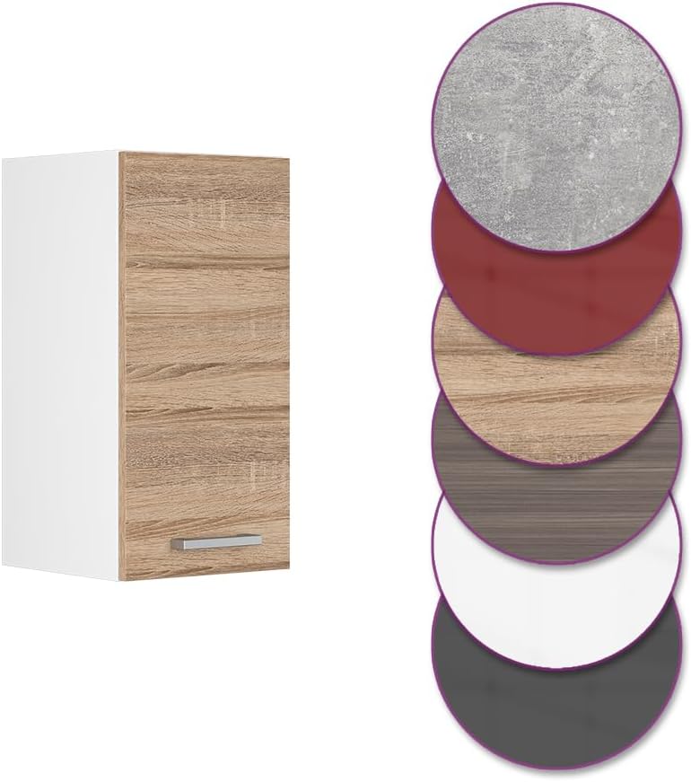 Vicco Hängeschrank R-Line, Sonoma/Weiss, 30 cm Sonoma Hängeschrank 30cm, Sonoma Hängeschrank 30cm