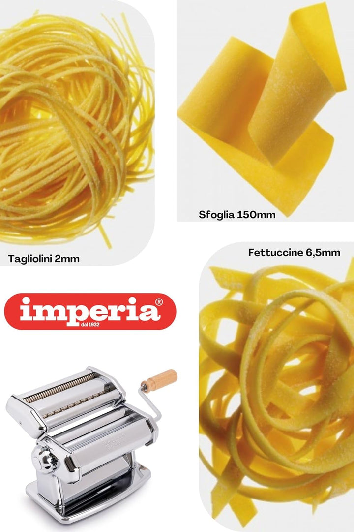 Imperia IPASTA Classica Nudelmaschine 100% Made in Italy. Frischpastamaschine aus Stahl. Manuelle Te