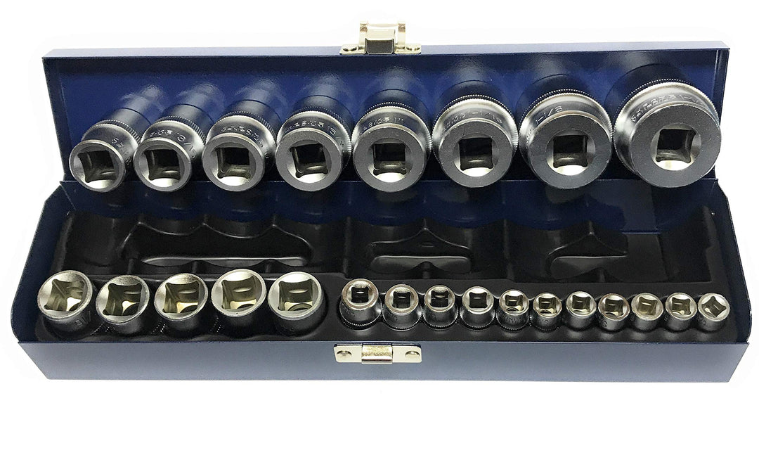 24 x Steckschlüssel-Einsätze Schraubenschlüssel Nusskasten Stecknuss Stecknüsse SAE ZOLL ZÖLLIG 1/4"