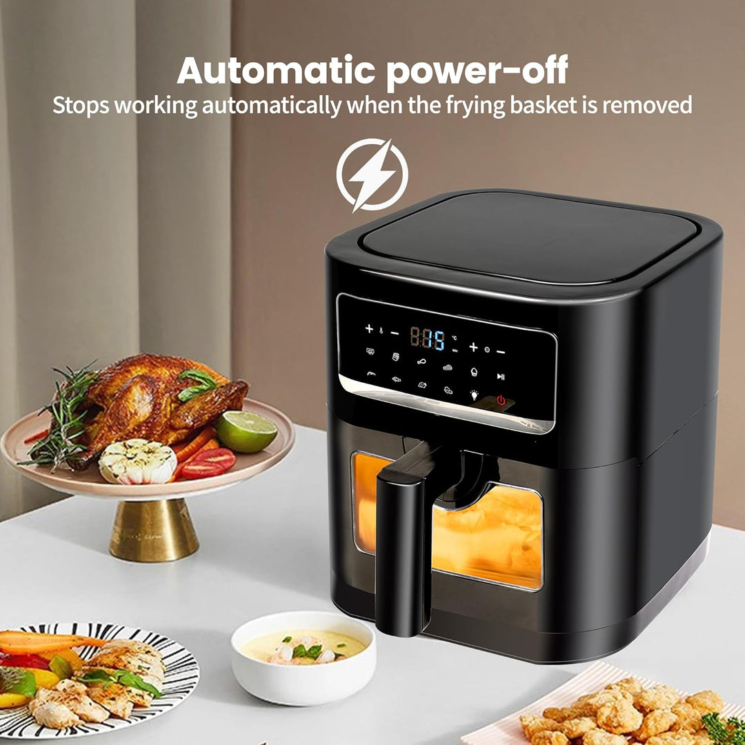7L Heissluftfritteuse mit Sichtfenster | Airfryer Klein Eingebaute Beleuchtung, 9-in-1 Kochprogramme