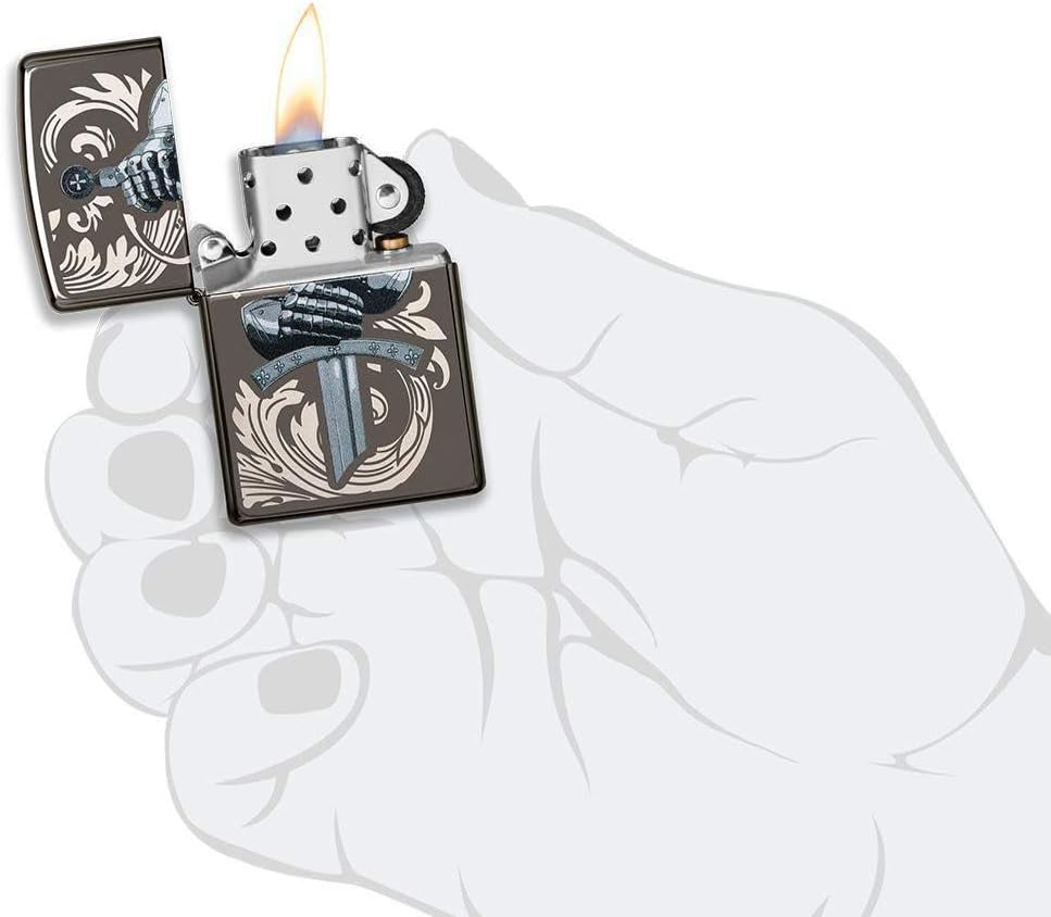 Zippo 49127 Unisex-Erwachsene Knights Glove Design Black IcePocketLighterFeuerzeug,Einheitsgrösse, B
