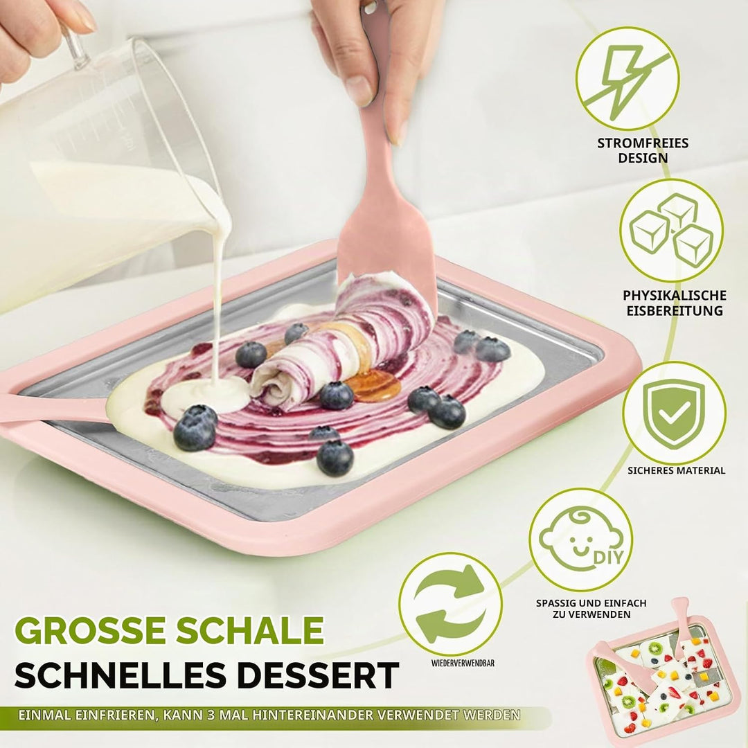 Eiscreme Roller Maker Set Mit 2 Spateln, Instant Eismaschine, Ice Cream Rolls Platte Für Erwachsene