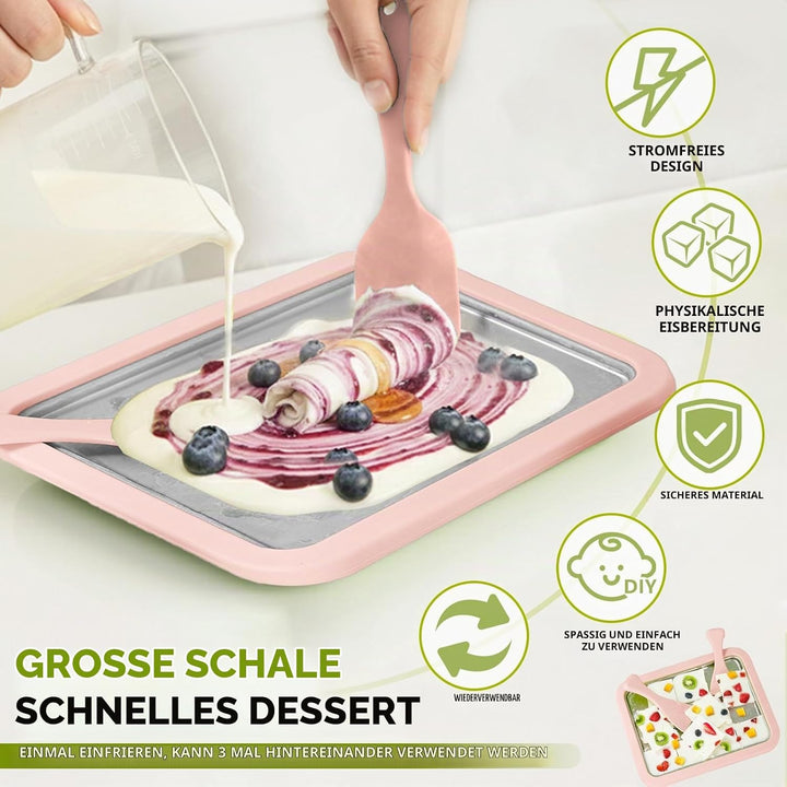 Eiscreme Roller Maker Set Mit 2 Spateln, Instant Eismaschine, Ice Cream Rolls Platte Für Erwachsene