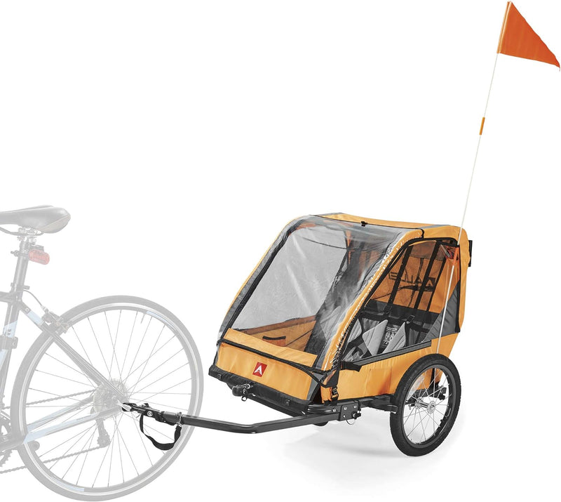 Allen Sports Hi-Viz Fahrradanhänger und Kinderwagen für 2 Kinder - orange, Modell ES2-O, Orange