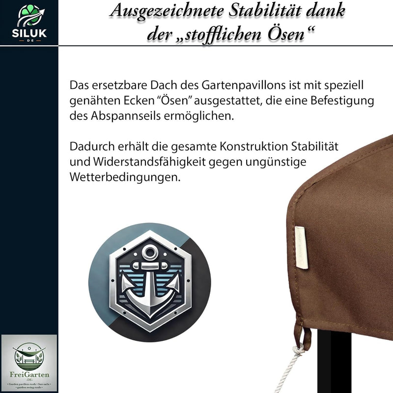 freigarten.de Ersatzdach für Pavillon 3x4 Meter Wasserdicht Material: Panama PCV Soft 370g/m² extra