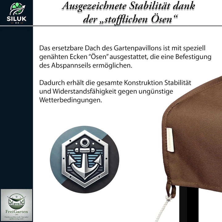 Braun freigarten.de Ersatzdach für Pavillon 3x3 Meter Wasserdicht Material: Panama PCV Soft 370g/m²