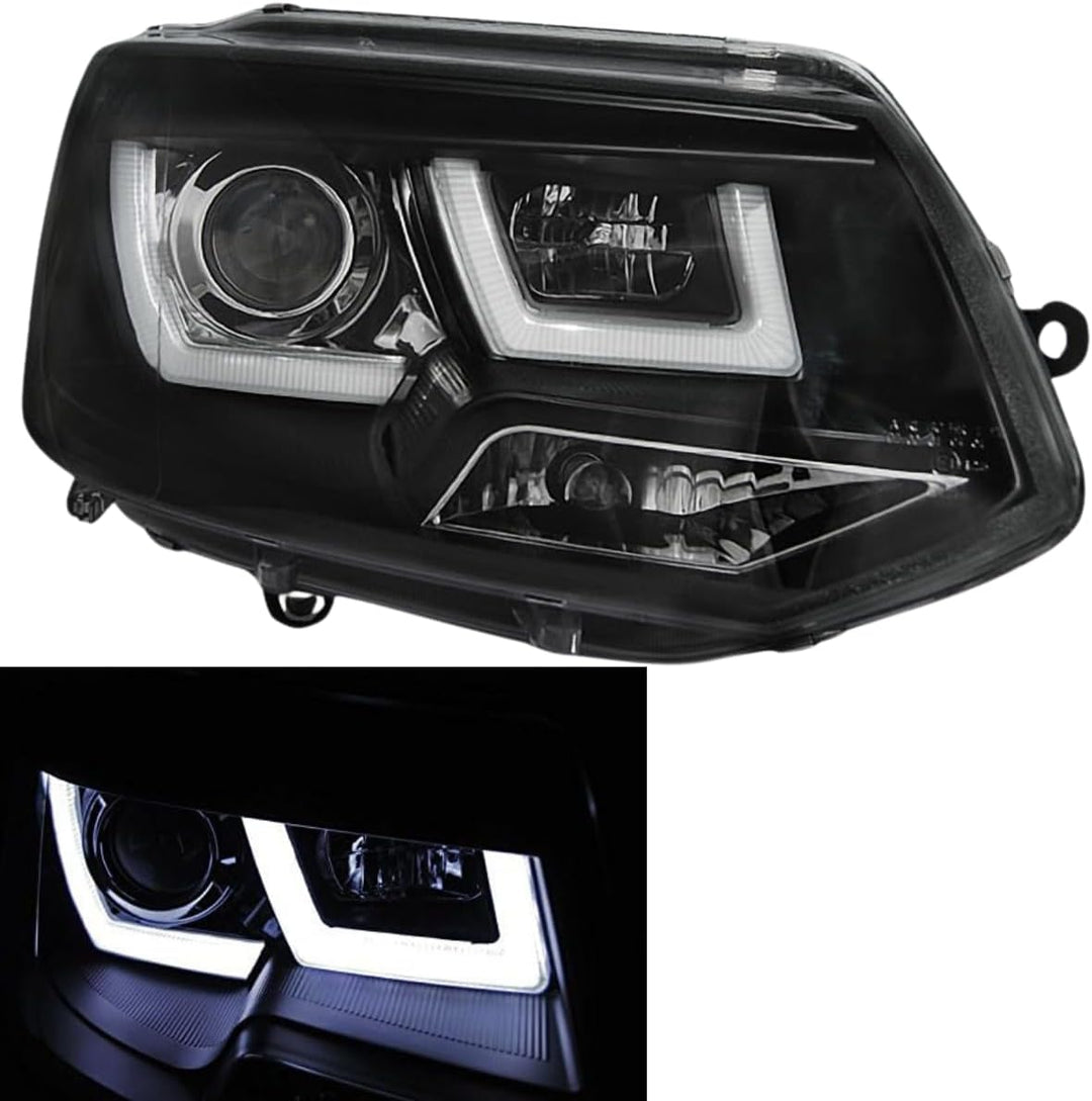 CR-Lights Led Tagfahrlicht Light Tube Scheinwerfer Set für VW T5 GP 2010-2015 in schwarz