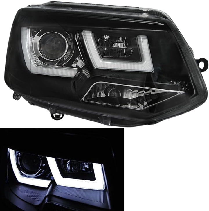 CR-Lights Led Tagfahrlicht Light Tube Scheinwerfer Set für VW T5 GP 2010-2015 in schwarz