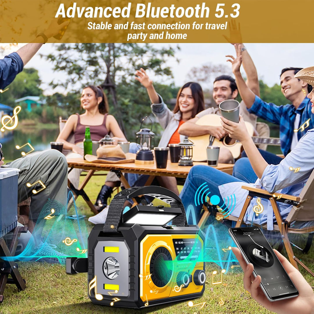 16000mAh/59200mWh Kurbelradio,Tragbares Notfallradio mit Kurbel,AM/FM Solar Radio mit Handyladefunkt