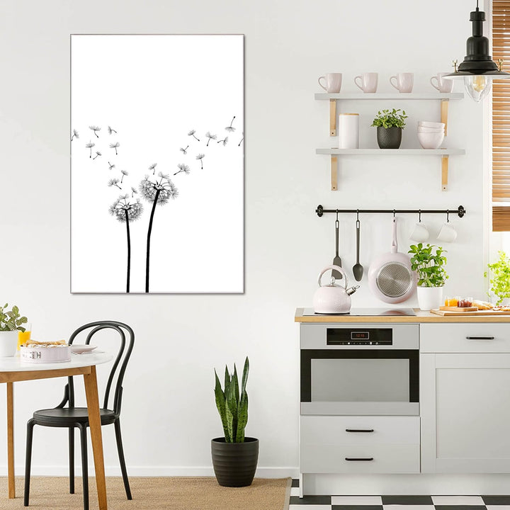 banjado® Glas Magnettafel mit 4 Magneten - Magnetwand 40x60cm mit Motiv Pusteblume 2 - Memoboard/Pin