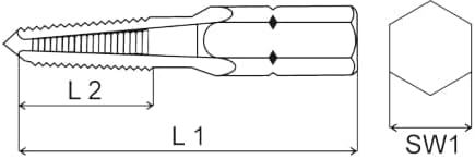 VÖLKEL Einschnittgewindebohrer-Bit Satz | M 3 - M10 | mit 6,4 mm Sechskantschaft I mit Spiralbohrer-