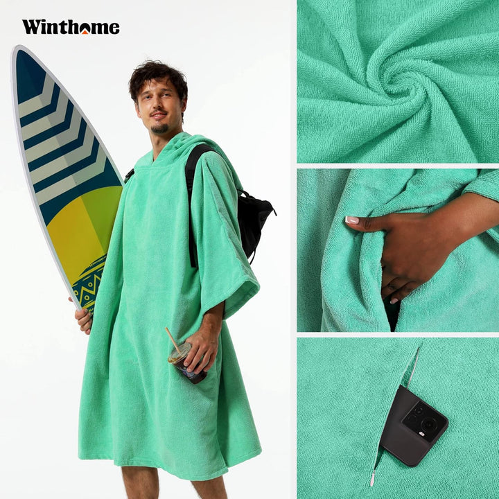 Winthome Poncho Schnelles Trocknen, Badeponcho Strand Umziehhilfe, Surf Poncho Leichtgewicht mit Tas