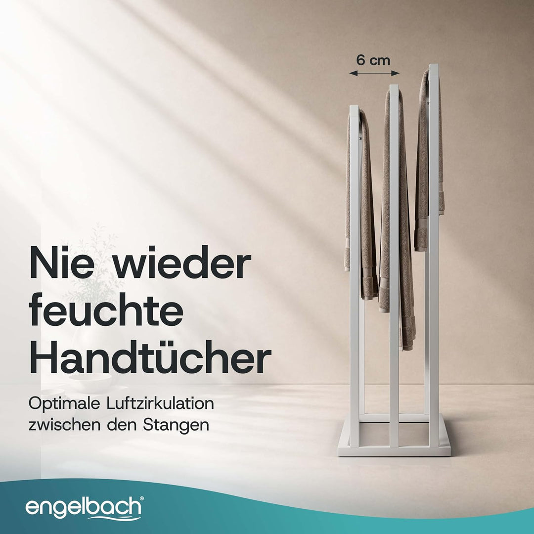 Engelbach® Handtuchhalter stehend - Stabil &amp; Langlebig mit 3 Stangen, Weiss Weiss 3 Stangen, Weiss 3