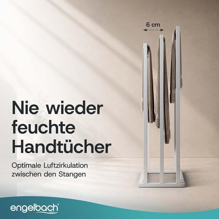 Engelbach® Handtuchhalter stehend - Stabil &amp; Langlebig mit 3 Stangen, Weiss Weiss 3 Stangen, Weiss 3