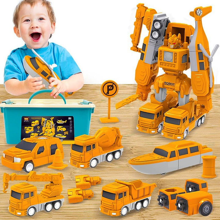 Mineup Magnetische Transform Spielzeug für Kinder, 26pcs Baustellenfahrzeuge Auto Spielzeugset, Robo
