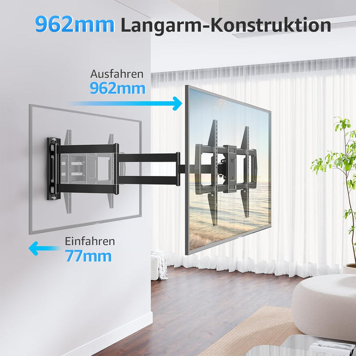 MOUNTUP 962mm Langarm TV Wandhalterung für 42–75 Zoll bis zu 45kg, Schwenkbare Neigbare Wandhalterun