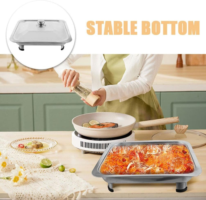 iplusmile Serviertablett Mit Deckel Aus Edelstahl Flacher Buffetbehälter Warmhaltebehälter Für Buffe
