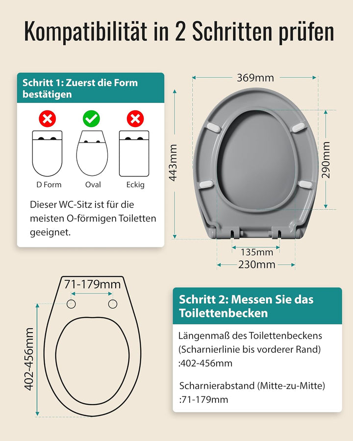 HySail Hochwertiger Toilettendeckel mit Absenkautomatik, Schnellverschluss und Hygienischer Oberfläc