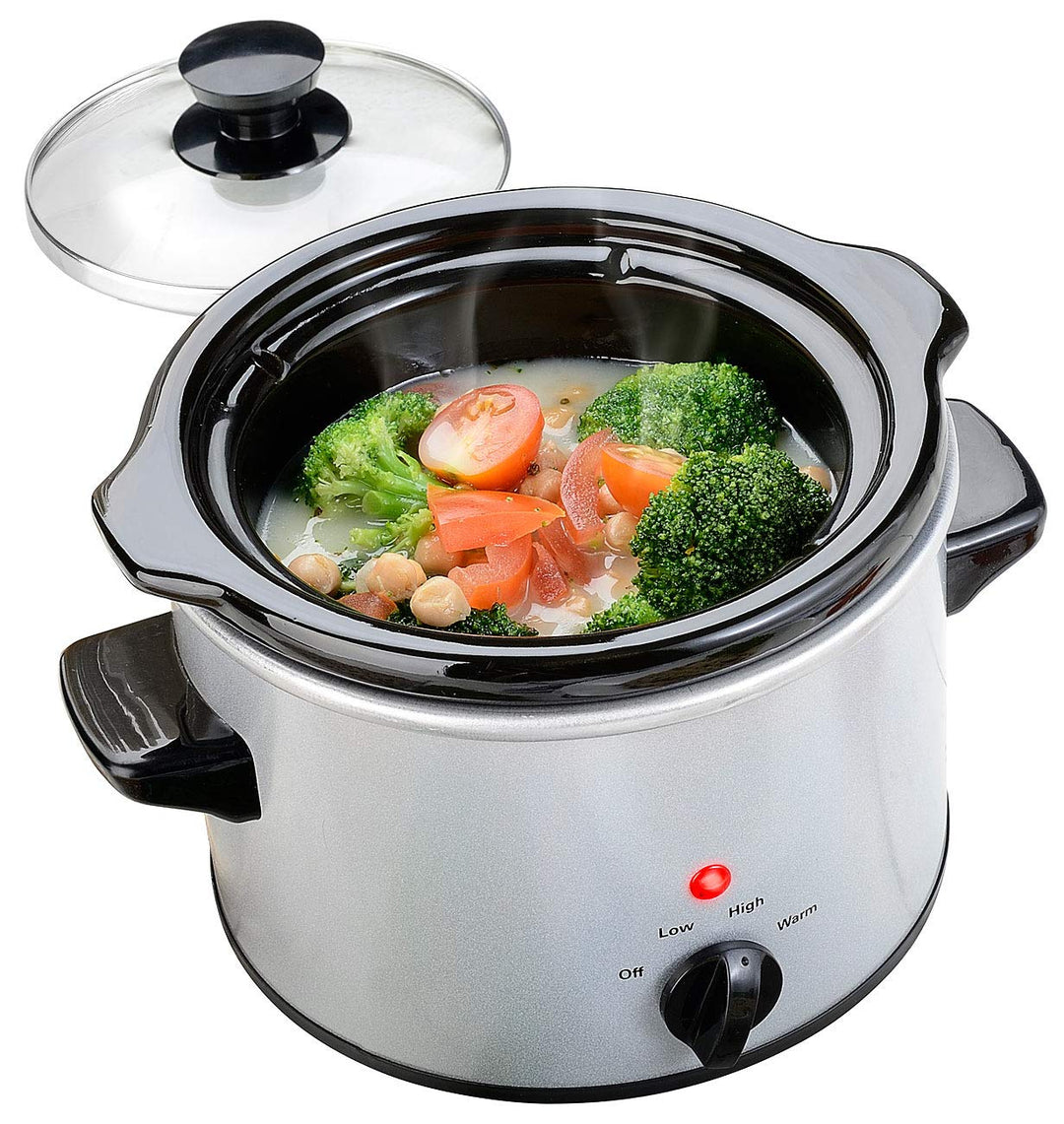 Rosenstein & Söhne Slow Cooker: Elektrischer Schongarer, Keramik-Gartopf, Glasdeckel, 1,4 Liter, 100