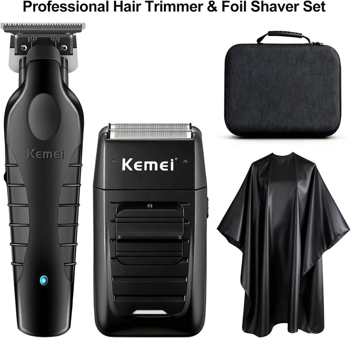 KEMEI Professionelle Haarschneidemaschine und Folienrasierer Set, Elektrische Haarschneidemaschine f