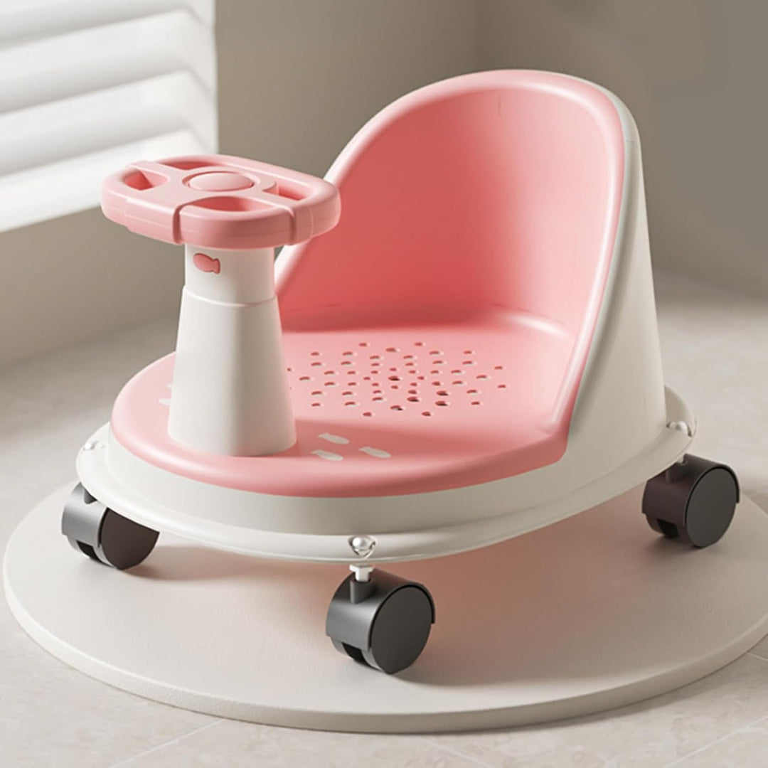 Baby Bade Sitz, Rutschfester Badewannensitz Für Babys, Mit Lenkrad Und Rädern, Baby Badesitz Ab 6 Mo