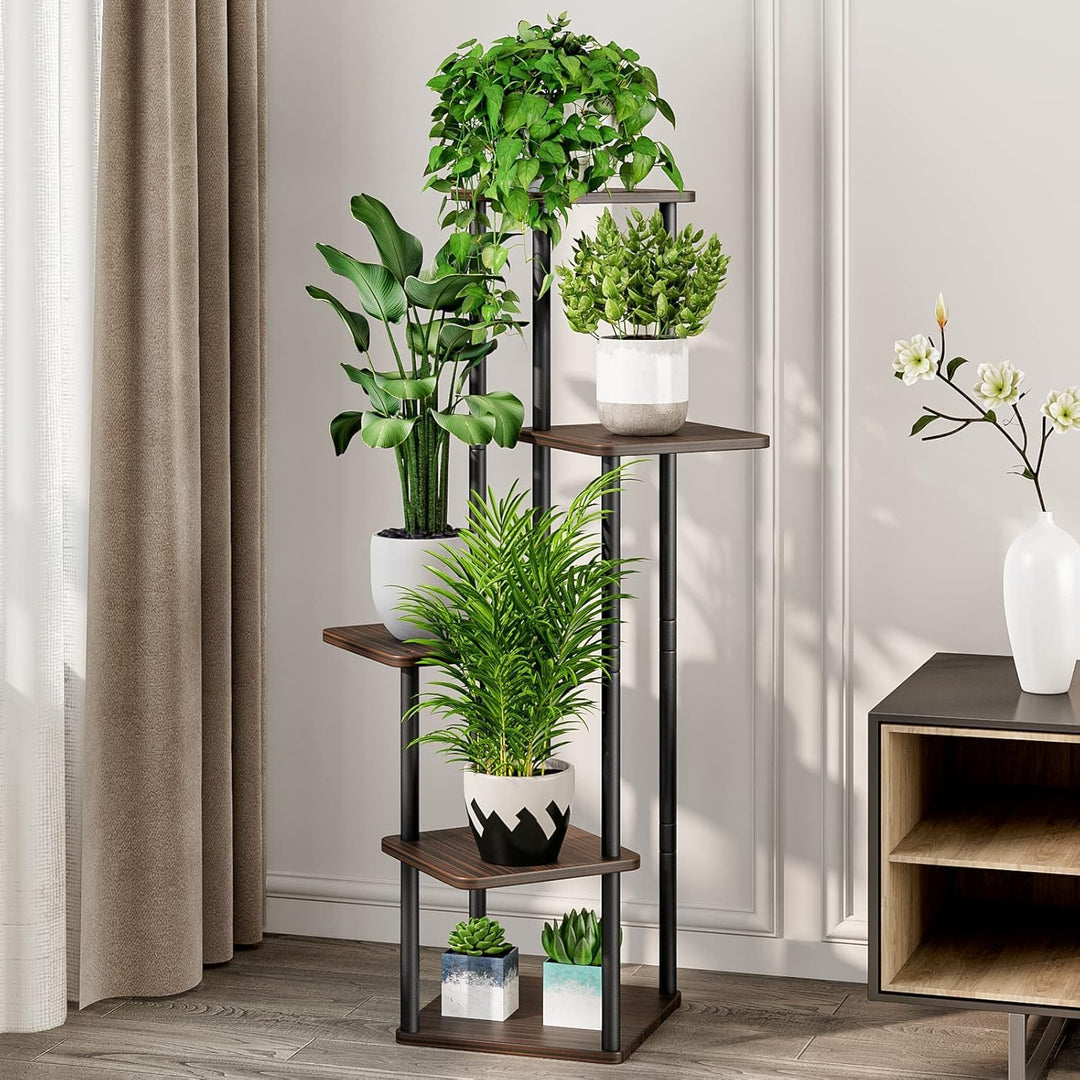 Blumenständer 5-stufiges Pflanzenregal aus Metall für mehrere Pflanzen, hohe Eckblumenhalter für Ter