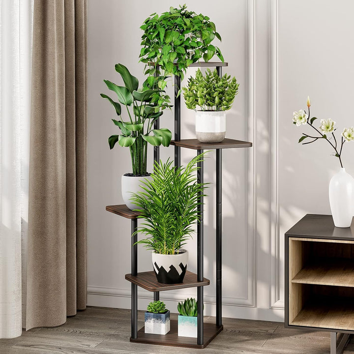 Blumenständer 5-stufiges Pflanzenregal aus Metall für mehrere Pflanzen, hohe Eckblumenhalter für Ter