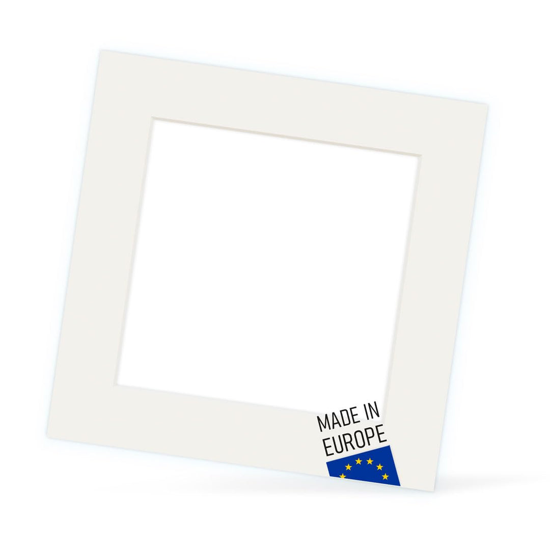 PHOTOLINI Passepartout 50x50 aussen für 30x30 innen, säurefrei 1,5 mm Passepartout Karton Creme-Weis