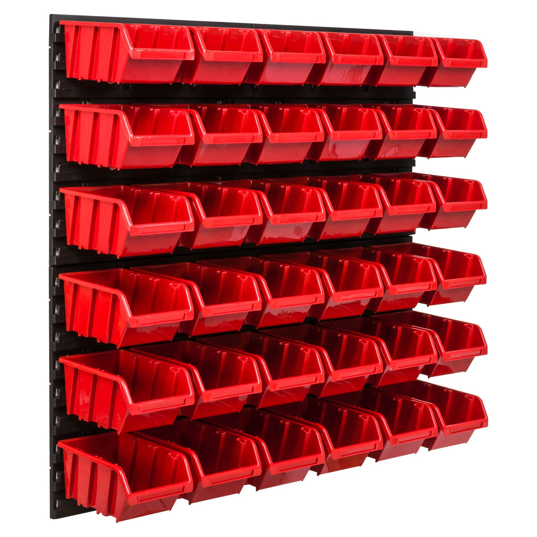 Lagersystem Werkstattregal | 78 x 78 cm | 36 stck. Box | Wandregal mit Stapelboxen - Wandplatten Ext