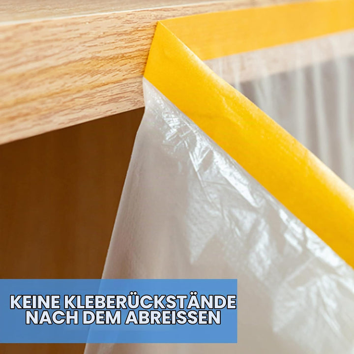 TAPEBEAR Abdeckfolie Mit Klebeband 3 Rollen, Transparent malerabdeckfolie, Selbstklebende Malerband