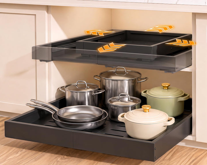 PNNP Teleskopschublade Küche Ausziehbare Schublade: Einstellbare Breite Schrank Organizer (32–53 cm