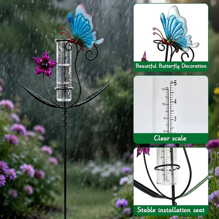 Regenmesser Glas 12cm/5in, Regenmesser für Garten und Rasen B, B