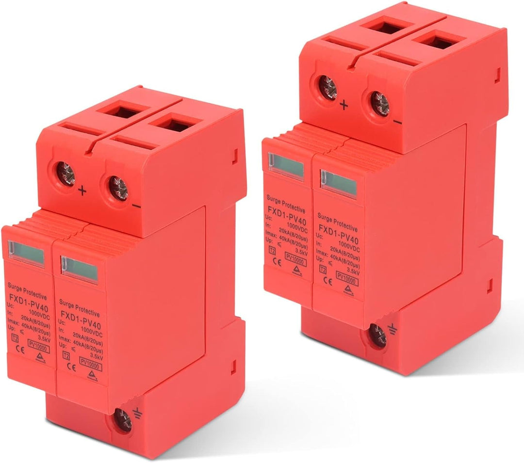 Agatige 2Pcs Überspannungsschutzgeräte, DC-Photovoltaik-Ableiter-Spannungs-Blitzschutz 2P 40KA mit F