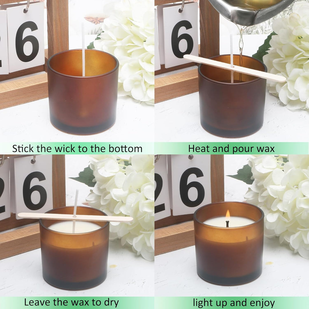 MILIVIXAY 20 Stück 118 ml Milchglas-Bernstein-Kerzengläser mit Deckeln und Kerzenherstellungs-Kits –
